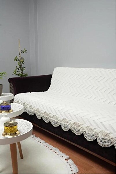 DAHABELLA LUXE HOME Luxurious French Lace Bohemian Sofa Cover - Welsoft Textu...