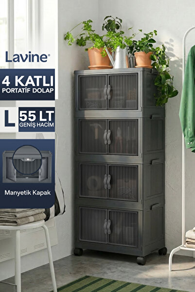 Lavine ”LARGE” 4 Katlı Portatif Organizer Tekerlekli Dolap Çok Amaçlı Mıknatı...