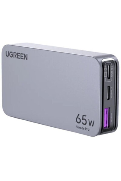 Ugreen Nexode Pro 65W Power Adapter, Ultra-Slim, GaN, 2x USB-C, 1x USB-A, Gray