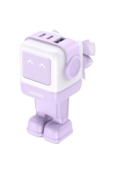 Ugreen Incarcator retea Uno 65W, GaN Fast Charging, 2x USB-C, 1x USB-A, Violet