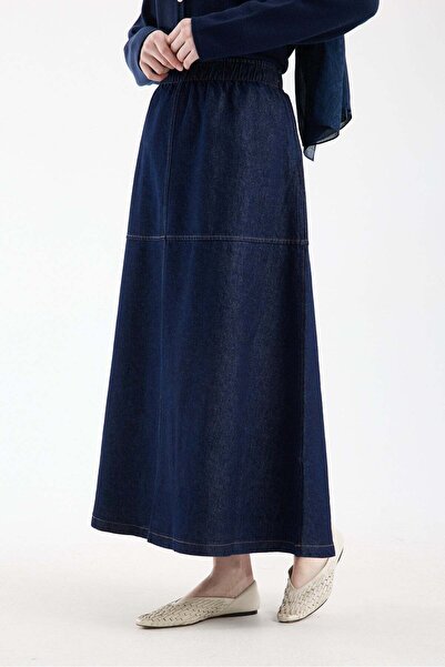 Invee تنورة جينز مارينا باللون الكحلي