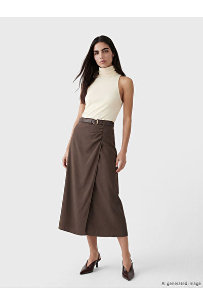 LC Waikiki Rmz Gi̇yi̇m Farkiyla Drawstring Pencil Skirt with Belt at Waist