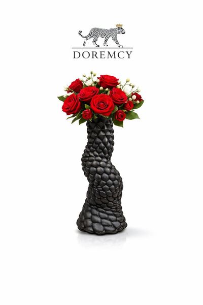 Doremcy Decorative Gold Vase - 40 cm Twisted Design Polyester Cast Modern Liv...
