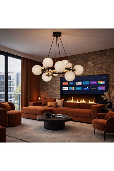 HubRom Chandelier LORENTO 3825-07-BL-02-GD 70x75 cm 8xE27-60W Black / Gold