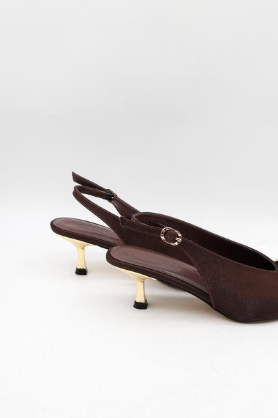 Park Moda Pantofi de damă cu toc scurt, cu dungi din satin și spate deschis PM 439 - K3068