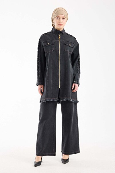 Invee بدلة جينز روج مع بنطلون باللون الأسود