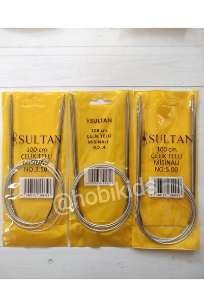 HOBİKİDS Misinalı Çelik Telli Titanyum Örgü Şiş Seti, ( 2- 2,5 - 3 - 3,5 - 4 - 5 mm ) 6 ADET
