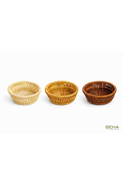 BehaHome 3’lü Mini Hasır Çerezlik – Dekoratif Küçük Sunum Kasesi (11 cm)