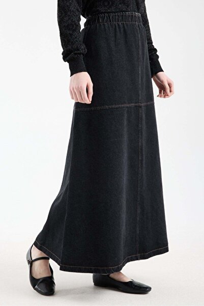 Invee تنورة مارينا من الدنيم باللون الأسود