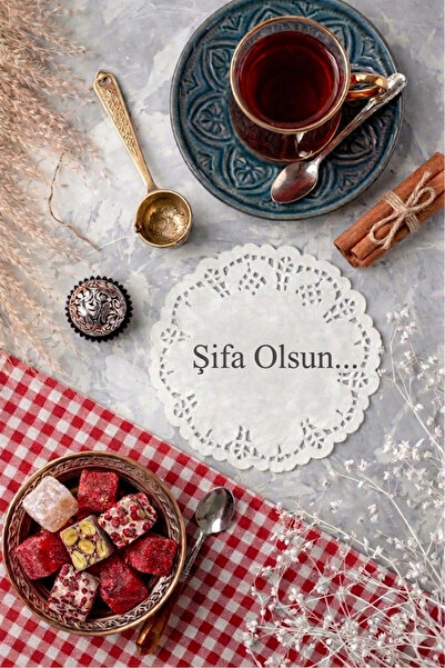 Palo Santo 1 Adet - Dantel Desenli Şifa olsun baskılı Yuvarlak Kağıt Bardak A...