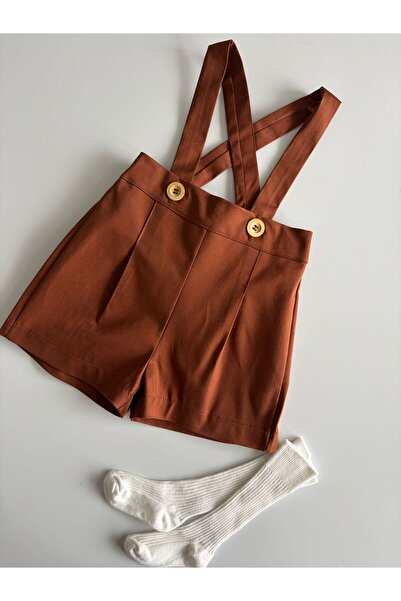 il mio bambino شورت أطفال مصنوع يدويًا من قماش الجبردين القطني مع أشرطة