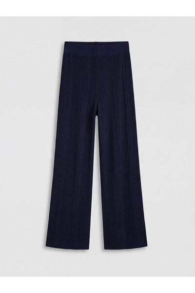LC Waikiki Lcwaikiki Classic Navy Blue Women's Knitwear Pants with Elastic Waist