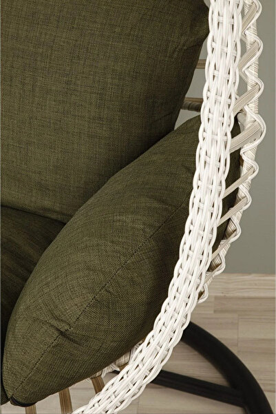 KalyonHome Gardeniza Capri Askılı Rattan Bahçe Balkon Salıncağı Armut Su İtici Minder Haki