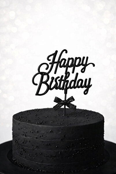 Baloncu Nene Happy Birthday Written Cake Decoration Black Plexiglass Cake Top...