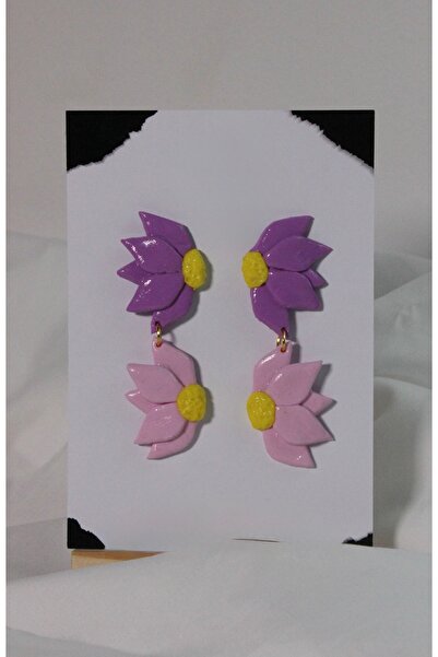 Fımo Handmade Double Flower Earrings