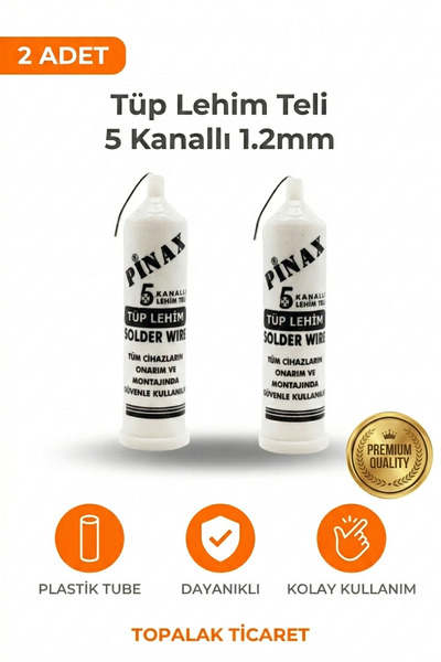 TOPALAKTİCARET 2 Adet - Tüp Lehim Teli 5 Kanallı 1.2mm (85CM) Korozyana Dayan...