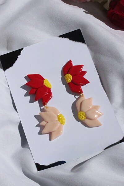 Fımo Handmade Double Flower Earrings