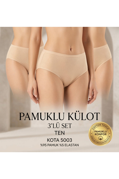 KOTA 3-Pack Women's High Waist Bato Combed Cotton Panties