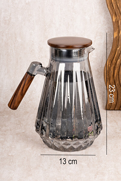 dnshome Akasya Sızdırmaz Kapaklı Antrasit Cam Sürahi 1900 ml