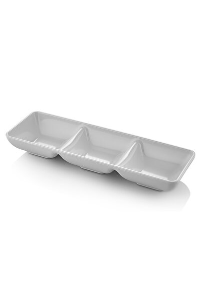 GuvenliPazar 12 Adet Melamin 3 Bölmeli Sosluk ve Çerezlik - 27x9 cm - Bulaşık...