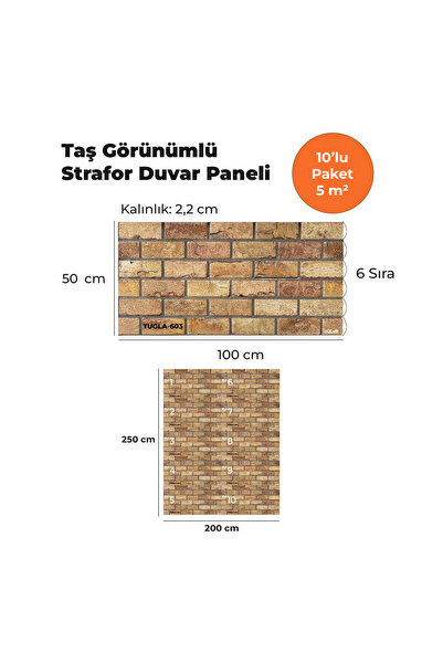 KnB Duvar Panelleri TUGLA-603 TAŞ GÖRÜNÜMLÜ 3D STRAFOR DUVAR PANELİ (10'LU PA...