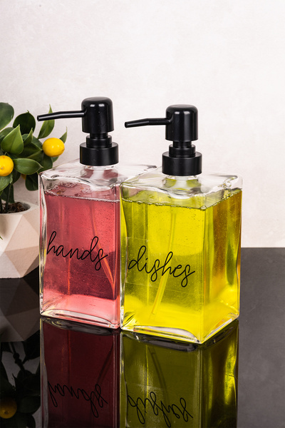 Dolkin Home 2 τεμάχια 550 ml Γυάλινο Σετ Υγρό Σαπούνι & Απορρυπαντικό Πιάτων ...