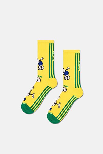 Happy Socks Men's Yellow World Cup Brazil Themed Sneaker Socks