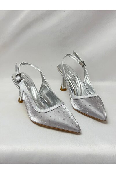 LALEZAR AYAKKABI Ll2724 Satin Material Special Stone Embroidered Special Desi...