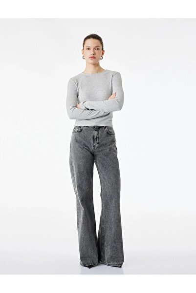 Koton Women's Slim Fit Long Sleeve Crew Neck Basic T-Shirt 6Sak50342Ek