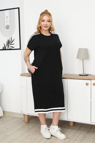 Siyezen Plus Size Stone Sparkle Modal Fabric Dress