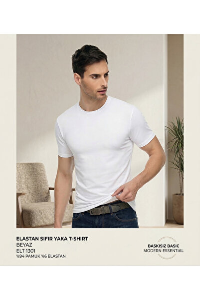 Tutku Elit Men's T-Shirt Basic Body Stretchy Slim Fit Pack of Cotton