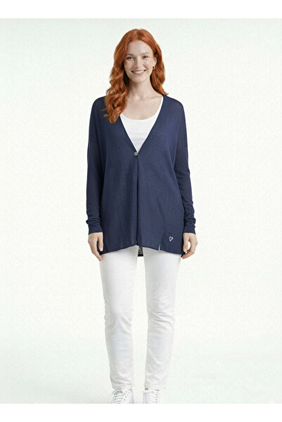 Neden Tekstil Women's Oversize Basic V-Neck Knitwear Cardigan