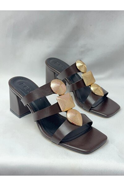 LALEZAR AYAKKABI Ll2730 Imported Leather Thick Square Heel Three Straps Speci...