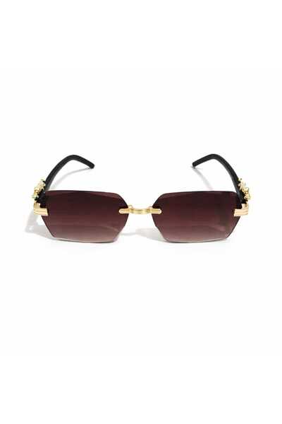 OEM Men's rimless sunglasses, modern design, black arms with gold details