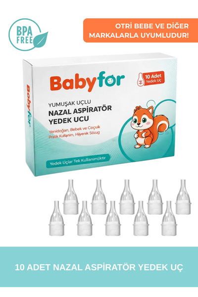 BABYFOR Bebe Burun Aspiratör Yedek Ucu 10 Adet - Tüm Markalar ile Uyumlu