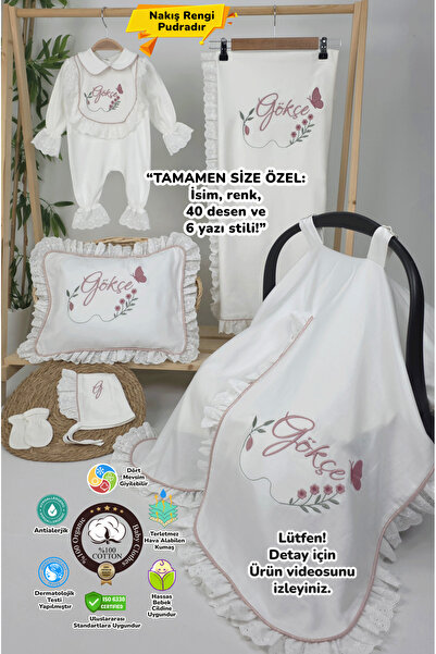 grosshower %100 Pamuk Penye Fisto Dantelli Biyeli Hastene Çıkış Seti (Kişiye ...