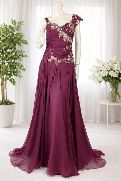 Asiana Diana Dress, a Luxurious Evening Gown, Hand-Embellished, Features a On...
