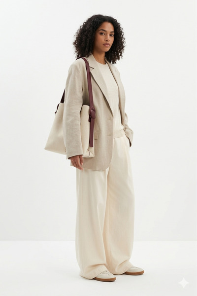 H&D COLLECTİON Large Size Shopper Bag with Soft Wicker Interior, Leather Fast...