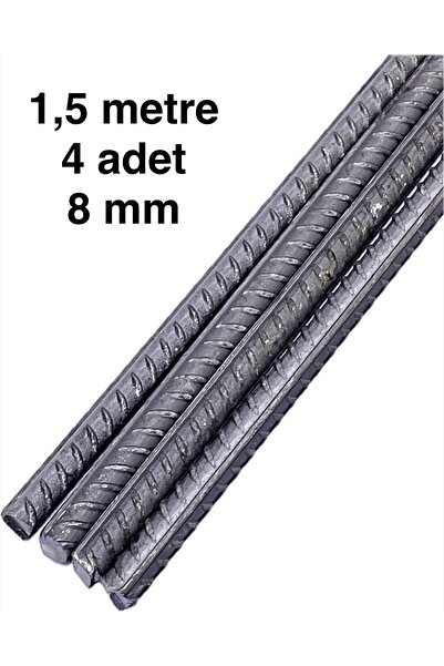canh Demir Çubuk 8mm Çap 4 Adet İnşaat Demiri