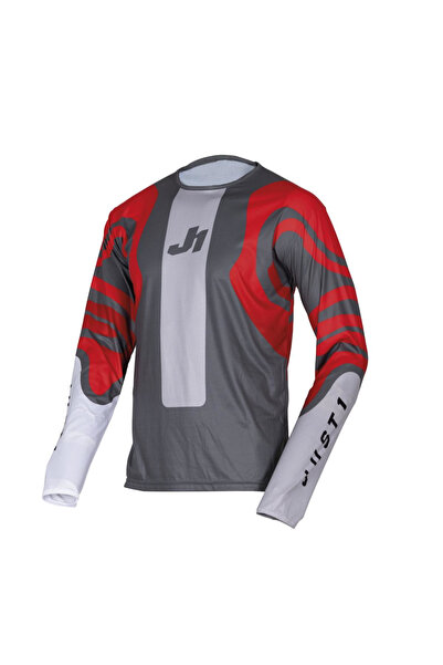 Just1 Tricou atv/cross J-Essential Fluid, culoare gri/rosu, marime YM