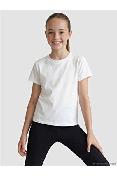 LC Waikiki White Girls' Crew Neck T-Shirt