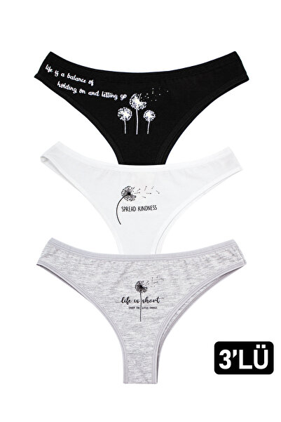 CSN CASANO Slip brazilian din bumbac, pachet de 3, pentru femei