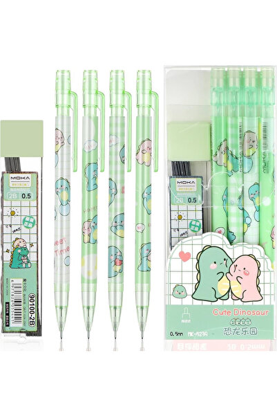 NaSaDAN Dinazor Temalı Versatil Kalem Seti 4'lü Kawaii 0.5 mm Uçlu Kalem Uç H...