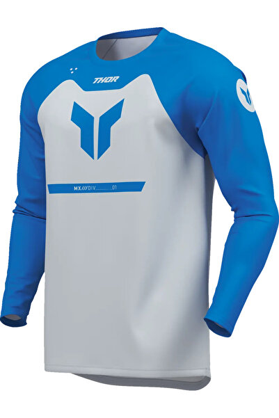 THOR Tricou atv/cross Ridemode Menace, culoare gri/albastru, marime M