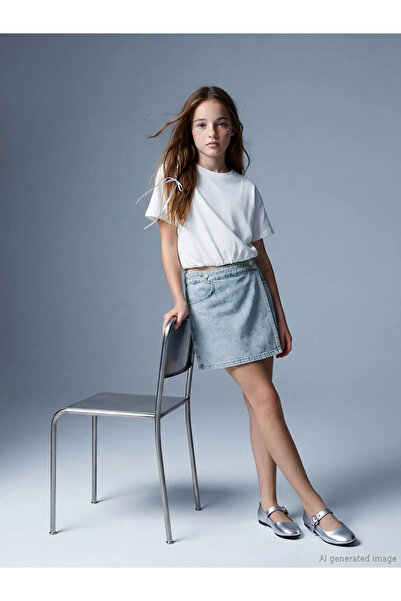 LC Waikiki LCW Kids Mavi Taşlı Κοριτσίστικη τζιν φούστα σορτς