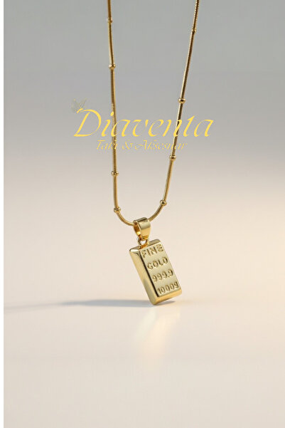 DİAVENTA TAKI VE AKSESUAR %100 Çelik Kolye - Minimal Dorikalı Külçe Zincir Ka...