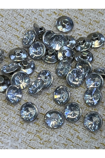 ODDA TASARIM ATÖLYESİ 30 Adet 12 mm Kristal Taşlı Düğme – Hobi, DIY, Örgü, Tr...