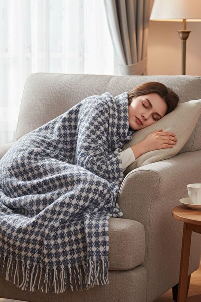 Comfort Craft Cotton Balcony and Sofa Blanket - 130X170 cm Soft Textured Shawl