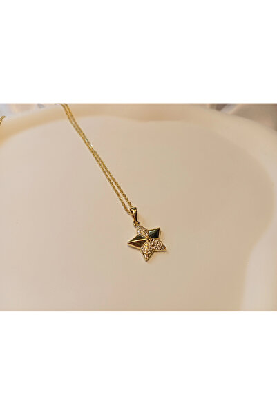 XUPING JEWELRY 14 Ayar Gold Kaplama Zirkon Taşlı Yıldız Kolye - 45 cm