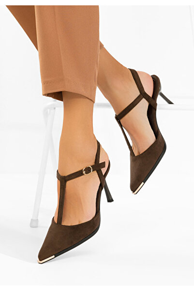 B T Shoes Γόβες slingback Evenia V2 καφέ